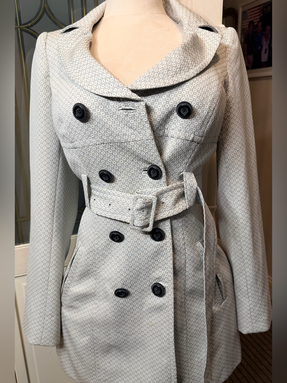 The Limited M Belted Trench Coat Double Breasted Retro Mod Fit Flare Luxury